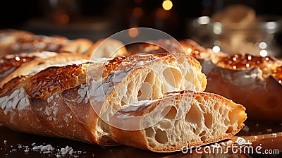 freshly baked French baguette Stock Photo