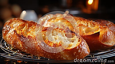 freshly baked French baguette Stock Photo