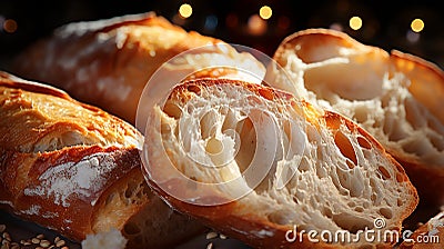 freshly baked French baguette Stock Photo