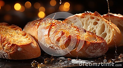 freshly baked French baguette Stock Photo