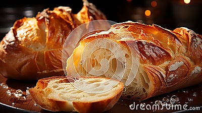 freshly baked French baguette Stock Photo