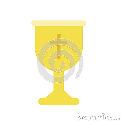 Golden cup or goblet chalice for Christian worship. Liturgical vessel for sacramental wine or holy communion. Isolated Vector Illustration