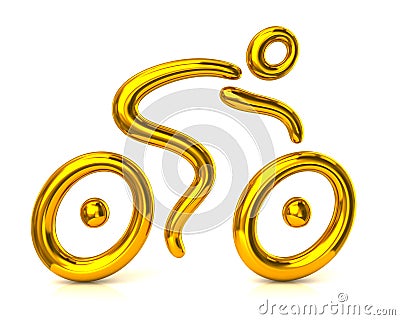 Golden cyclist icon Stock Photo