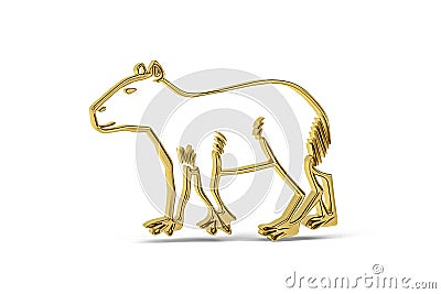 Golden 3d capybara icon isolated on white background Stock Photo