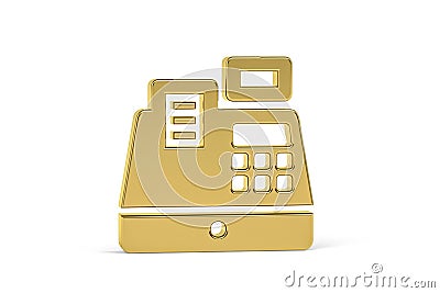 Golden 3d cash register icon isolated on white background Stock Photo