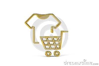 Golden 3d cloth shop icon isolated on white background Stock Photo