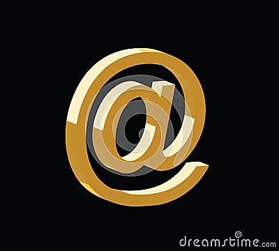 Golden 3d email symbol vector Vector Illustration