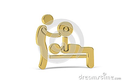 Golden 3d fitness instructor icon isolated on white background Stock Photo
