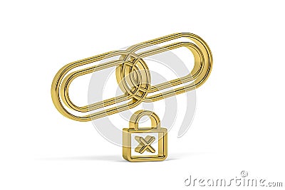 Golden 3d GDPR chain icon isolated on white background Stock Photo