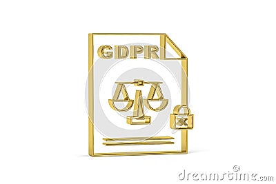 Golden 3d GDPR document settings icon isolated on white background Stock Photo