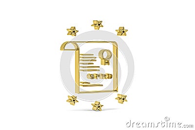 Golden 3d GDPR file icon isolated on white Stock Photo
