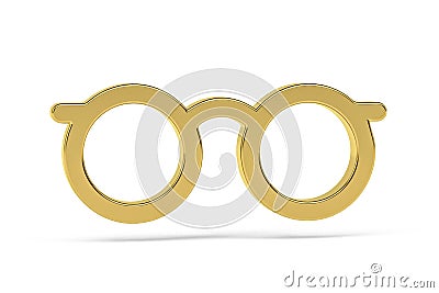 Golden 3d glasses icon isolated on white background Stock Photo