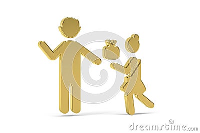 Golden 3d Happy Father`s Day icon isolated on white Stock Photo