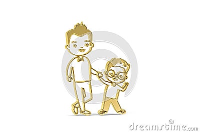 Golden 3d Happy Father`s Day icon isolated on white Stock Photo