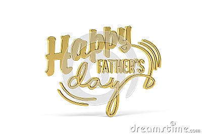 Golden 3d Happy Father`s Day icon isolated on white Stock Photo