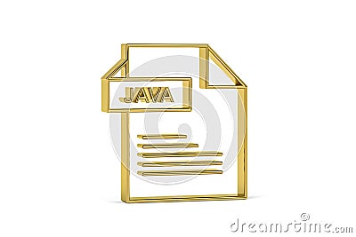 Golden 3d JAVA programming icon isolated on white background Stock Photo