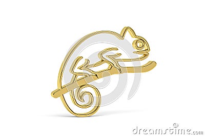 Golden 3d lizard icon isolated on white background Stock Photo