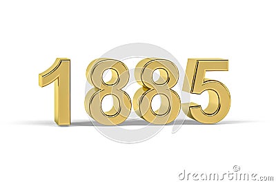 Golden 3d number 1885 - Year 1885 isolated on white background Stock Photo