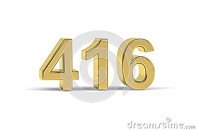 Golden 3d number 416 - Year 416 isolated on white background Stock Photo