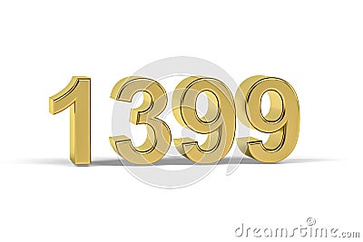 Golden 3d number 1399 - Year 1399 isolated on white background Stock Photo