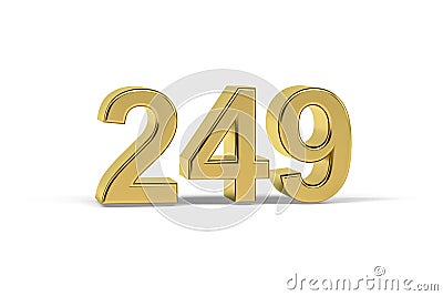 Golden 3d number 249 - Year 249 isolated on white background Stock Photo