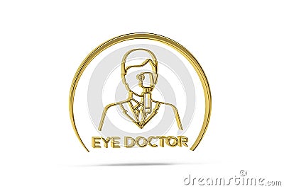 Golden 3d ophthalmologist icon isolated on white background Stock Photo