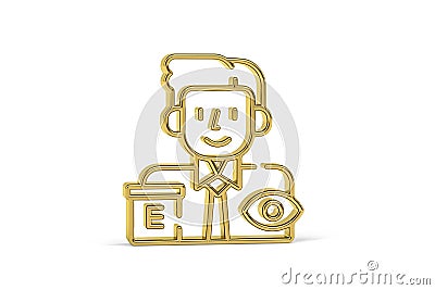 Golden 3d ophthalmologist icon isolated on white background - Stock Photo