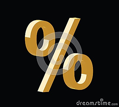 Golden 3d percent symbol Stock Photo