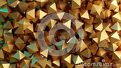 Golden 3D pyramids. Illustration. Abstract background Cartoon Illustration