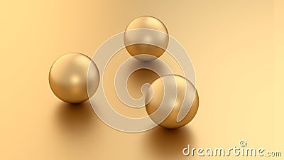 Golden 3d render sphere balls on metal background with reflection. Modern luxury design element for banner sale design Stock Photo