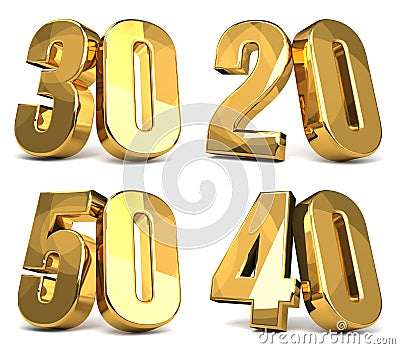 50 40 30 20 golden 3d render Stock Photo