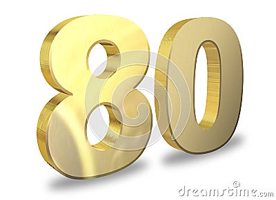 80 golden 3d render symbol Stock Photo
