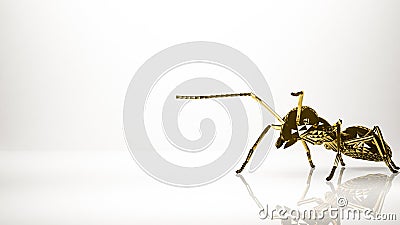 golden 3d rendering of an ant inside a studio Stock Photo