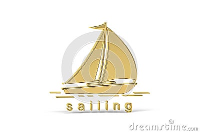 Golden 3d sailing icon isolated on white background Stock Photo