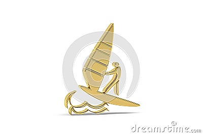 Golden 3d sailing icon isolated on white background Stock Photo