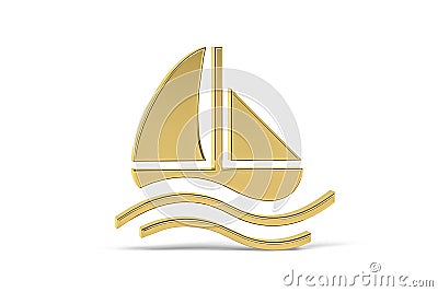 Golden 3d sailing icon isolated on white background Stock Photo