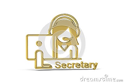 Golden 3d secretary icon isolated on white Stock Photo