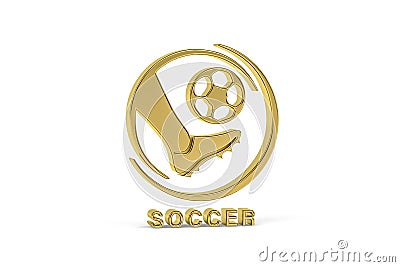 Golden 3d soccer player icon isolated on white background Stock Photo