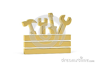 Golden 3d tools icon isolated on white Stock Photo