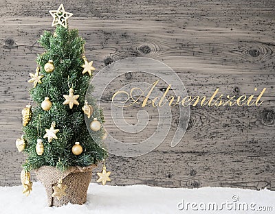 Golden Decorated Christmas Tree, Adventszeit Means Advent Season Stock Photo