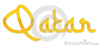 Golden design with Qatar text over white background, Vector illustration Vector Illustration