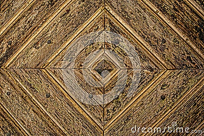 Golden Diamond Pattern wooden Door Detail Background Stock Photo