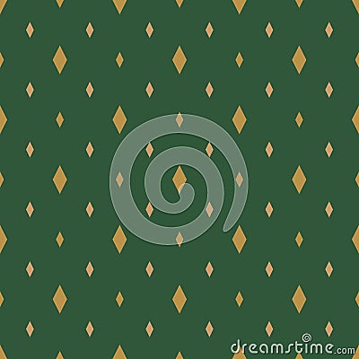 golden diamonds on dark green seamless repeat pattern background Vector Illustration