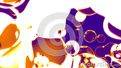 golden diaphanous fluid spheres floating on rose background - abstract 3D rendering Stock Photo