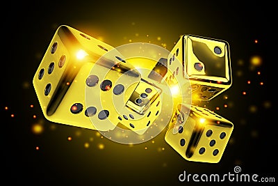 Golden Dice Casino Game Stock Photo