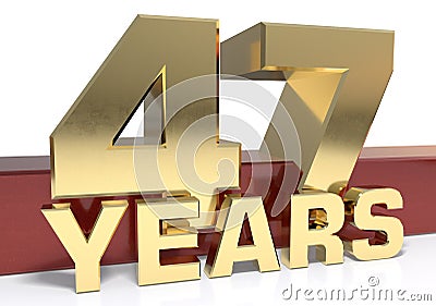 Golden digit forty seven and the word of the year. 3D illustration Cartoon Illustration