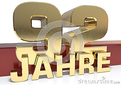 Golden digit ninety two and the word of the year. Translated fro Cartoon Illustration