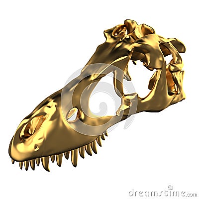 Golden Dino Skull Stock Photo