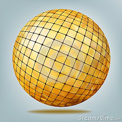 Golden disco ball. EPS 8 Vector Illustration