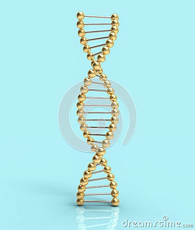 Golden DNA Ribbon: Unraveling the Secrets of Science - 3D Illustration Cartoon Illustration